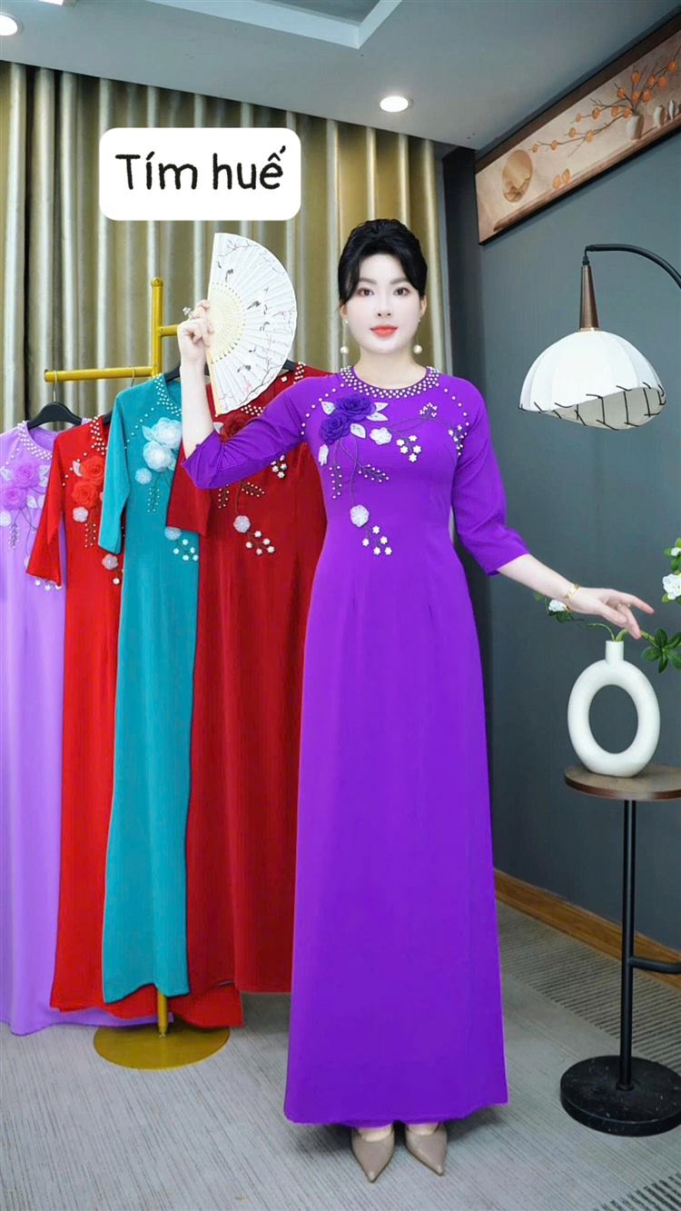 Áo dài Thiên Kim tím Huế
