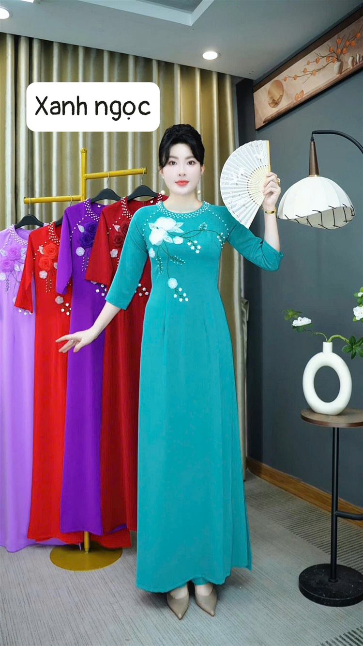 Áo dài Thiên Kim xanh ngọc